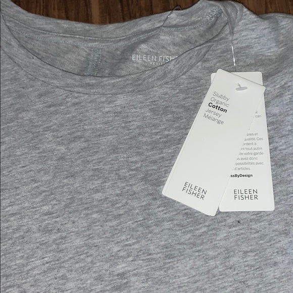 NWT Eileen Fisher Slubby Cotton Jersey Shirt Gray - Picture 2 of 3